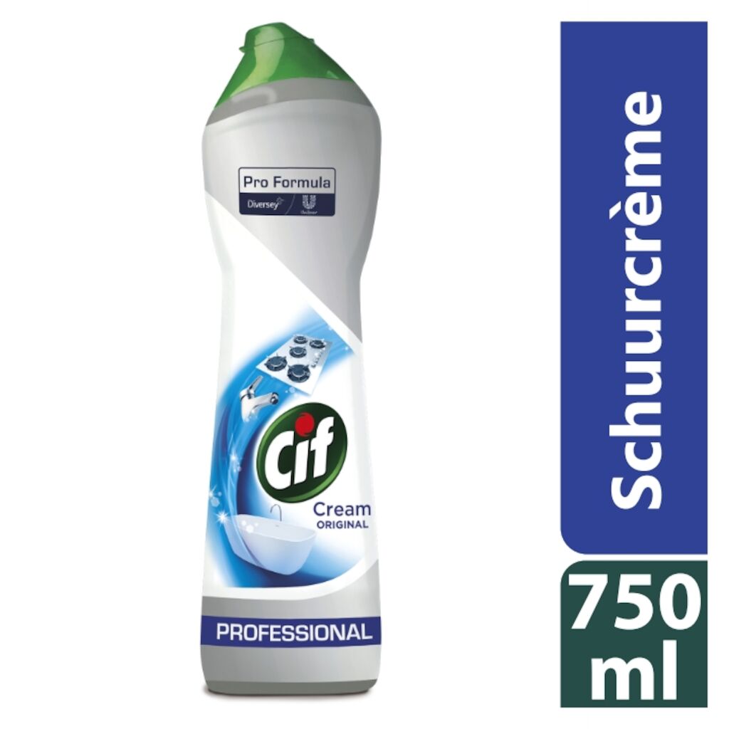 Cif Pro Formula schuurmiddel 8x0.75L - Krachtige crème reiniger voor harde oppervlakken.